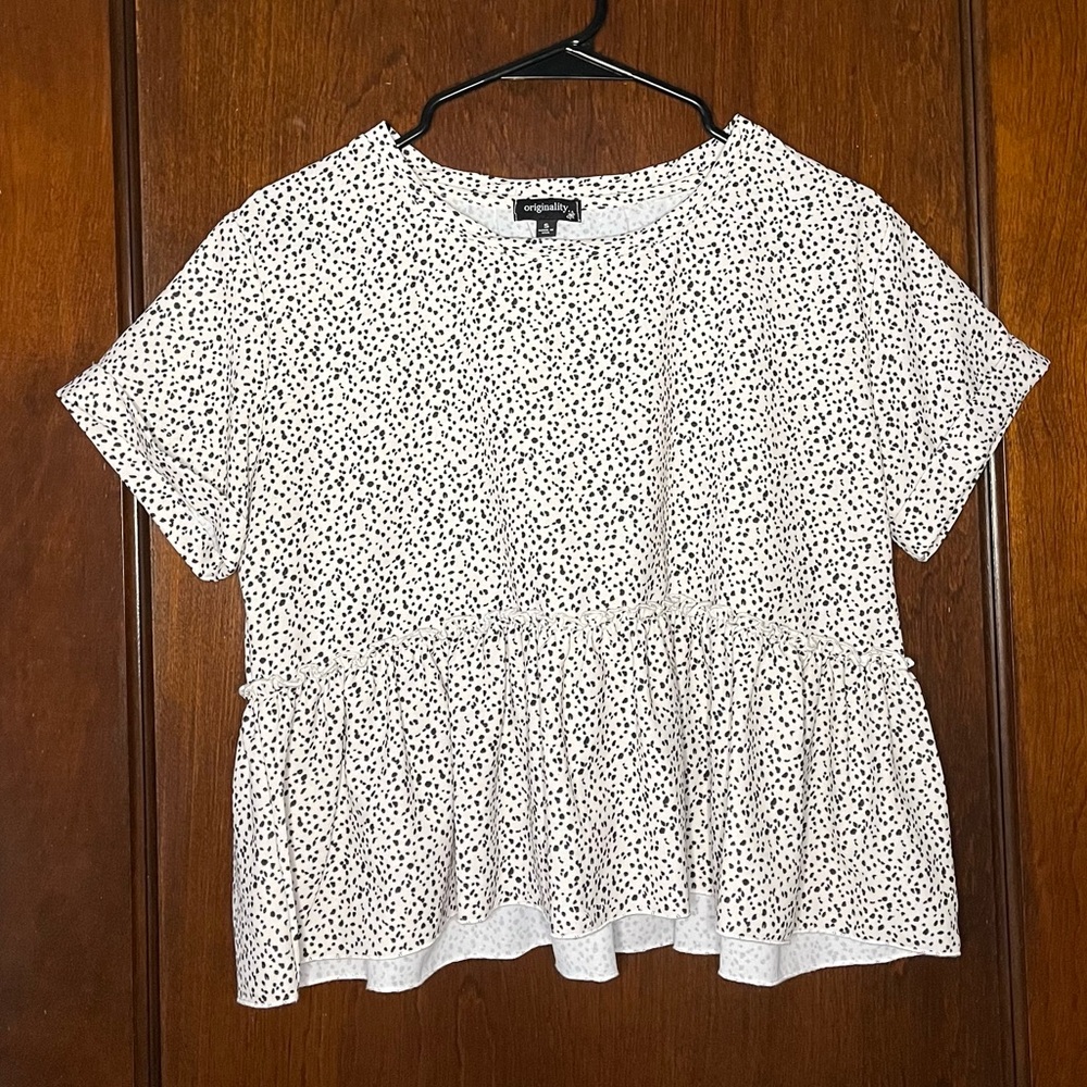 Originality Black and White Peplum Top Size Small